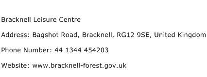Bracknell Leisure Centre Address Contact Number