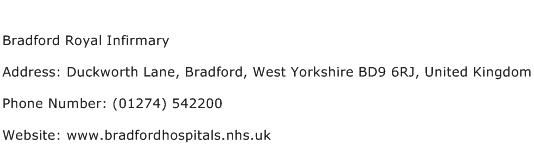 Bradford Royal Infirmary Address Contact Number