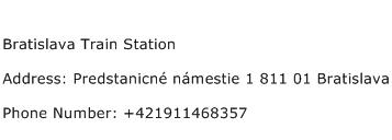 Bratislava Train Station Address Contact Number
