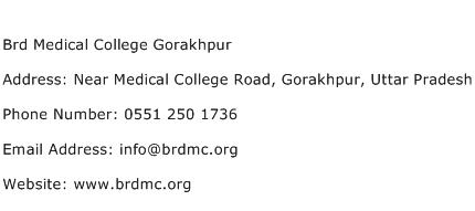 Brd Medical College Gorakhpur Address Contact Number
