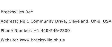 Brecksvilles Rec Address Contact Number