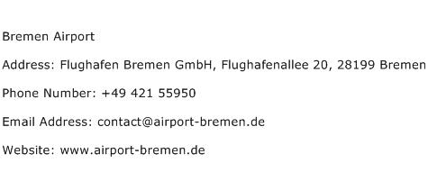 Bremen Airport Address Contact Number