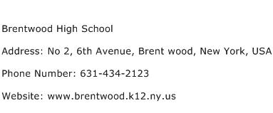 Brentwood High School Address Contact Number