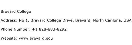 Brevard College Address Contact Number