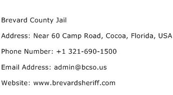 Brevard County Jail Address Contact Number