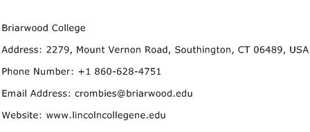 Briarwood College Address Contact Number