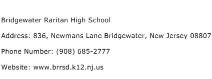 Bridgewater Raritan High School Address Contact Number