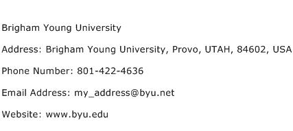 Brigham Young University Address Contact Number
