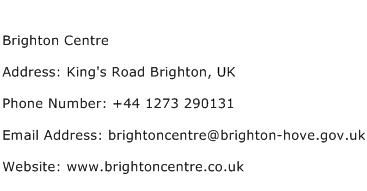Brighton Centre Address Contact Number