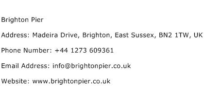 Brighton Pier Address Contact Number