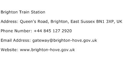 Brighton Train Station Address Contact Number