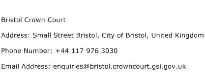 Bristol Crown Court Address Contact Number