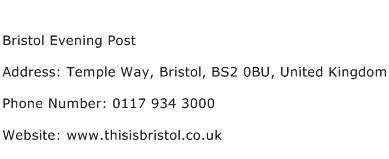 Bristol Evening Post Address Contact Number