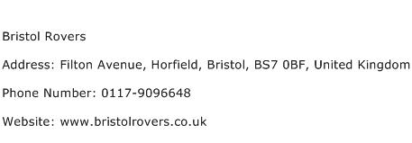 Bristol Rovers Address Contact Number