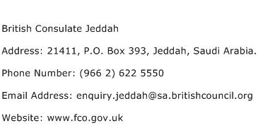 British Consulate Jeddah Address Contact Number