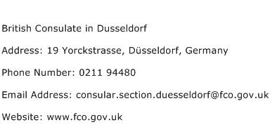British Consulate in Dusseldorf Address Contact Number