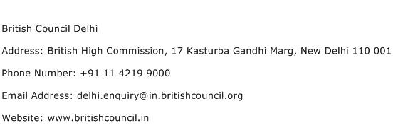 British Council Delhi Address Contact Number