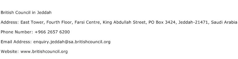British Council in Jeddah Address Contact Number