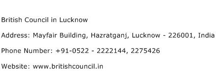 British Council in Lucknow Address Contact Number