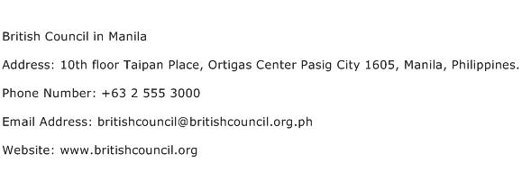 British Council in Manila Address Contact Number