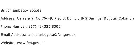 British Embassy Bogota Address Contact Number