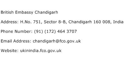 British Embassy Chandigarh Address Contact Number