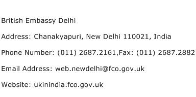 British Embassy Delhi Address Contact Number