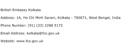 British Embassy Kolkata Address Contact Number