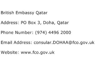 British Embassy Qatar Address Contact Number