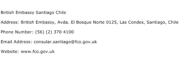 British Embassy Santiago Chile Address Contact Number
