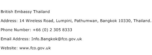 British Embassy Thailand Address Contact Number