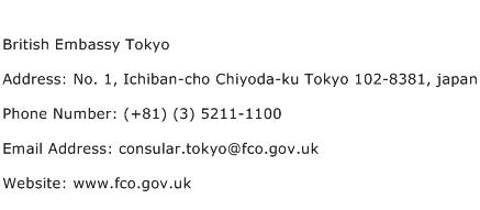 British Embassy Tokyo Address Contact Number
