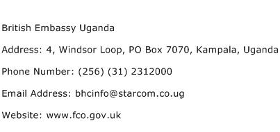 British Embassy Uganda Address Contact Number