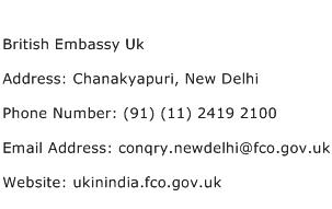 British Embassy Uk Address Contact Number