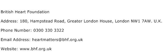 British Heart Foundation Address Contact Number