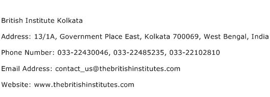 British Institute Kolkata Address Contact Number