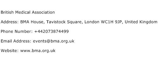 British Medical Association Address Contact Number