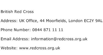British Red Cross Address Contact Number