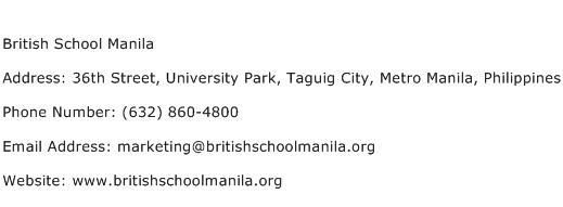 British School Manila Address Contact Number