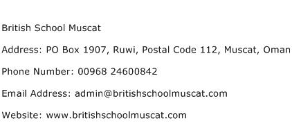 British School Muscat Address Contact Number