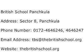 British School Panchkula Address Contact Number