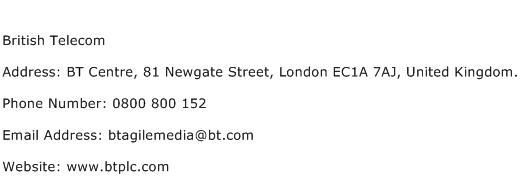 British Telecom Address Contact Number