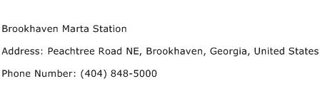 Brookhaven Marta Station Address Contact Number