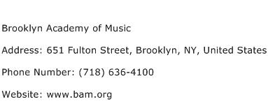 Brooklyn Academy of Music Address Contact Number