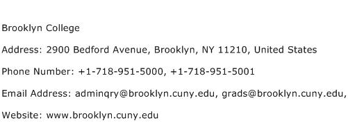 Brooklyn College Address Contact Number
