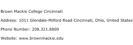 Brown Mackie College Cincinnati Address Contact Number