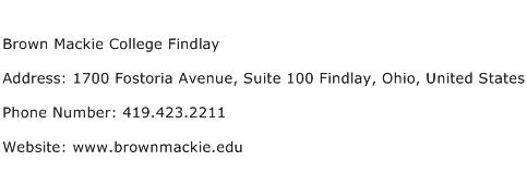 Brown Mackie College Findlay Address Contact Number