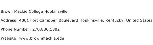 Brown Mackie College Hopkinsville Address Contact Number