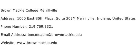 Brown Mackie College Merrillville Address Contact Number