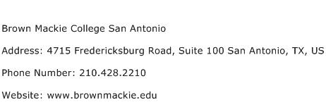 Brown Mackie College San Antonio Address Contact Number